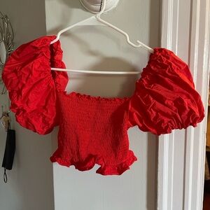red puffy sleeve zara top